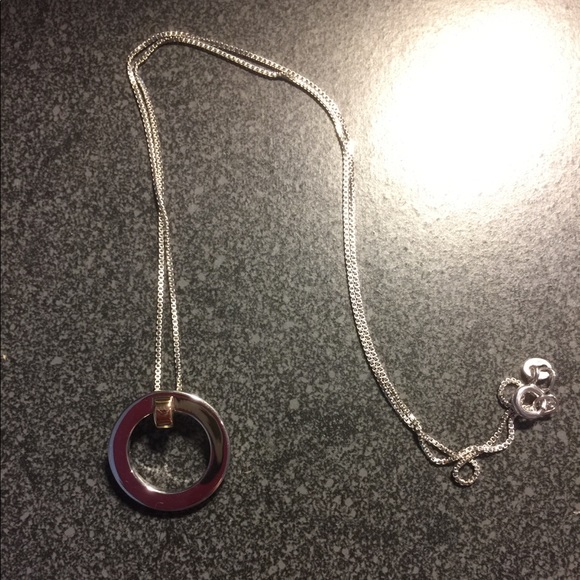 925 Sterling Silver Two Tone Necklace NWT - Picture 2 of 4